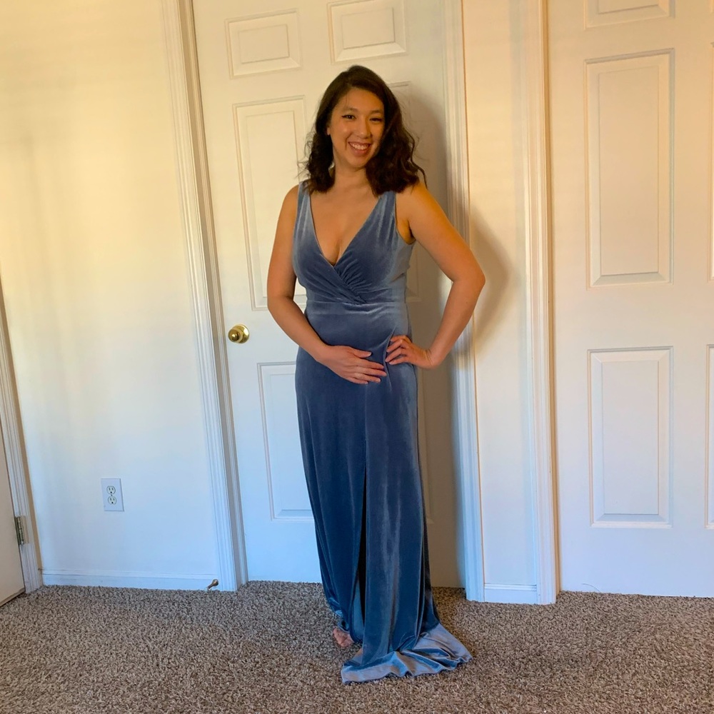 Dusty Blue Formal Bridesmaid Dress